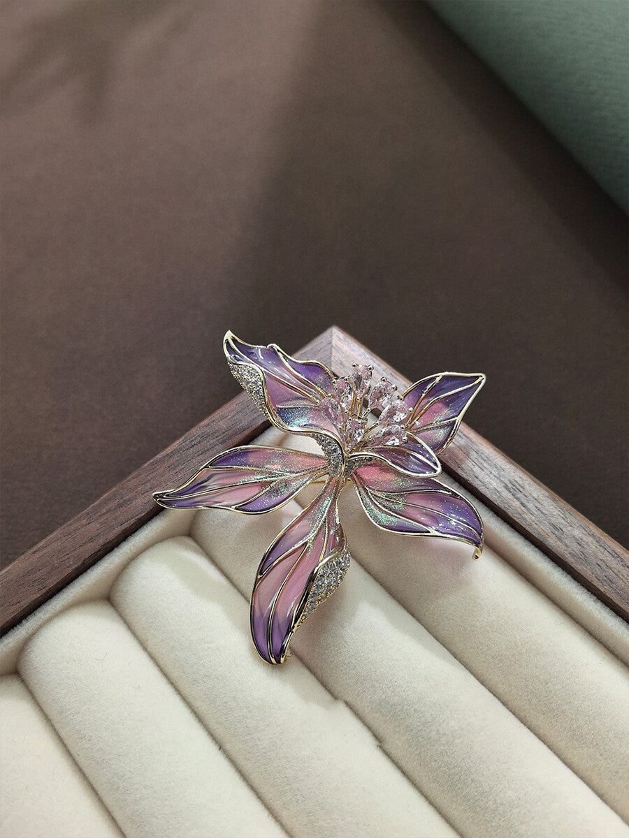 Enamel Iris Brooch