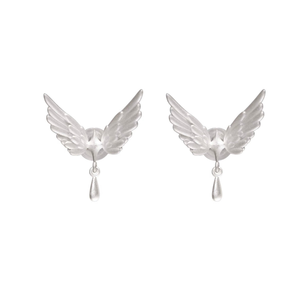Falling Star Silver Earring,Silver White / Single Ear Stud,Lumivault.