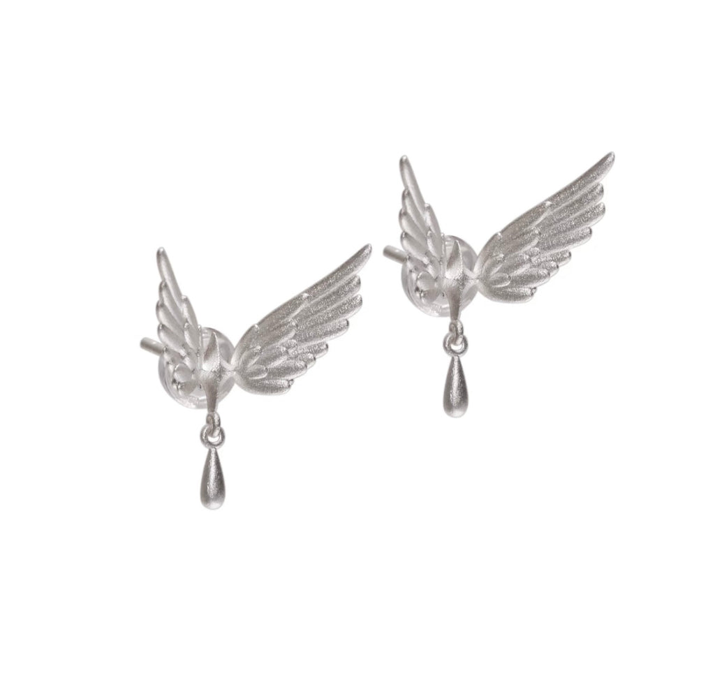 Falling Star Silver Earring,White Gold (Not easily oxidized) / Single Ear Stud,Lumivault.