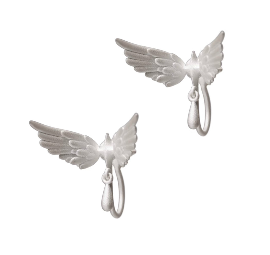 Falling Star Silver Earring,Silver White / Single Ear Clip,Lumivault.