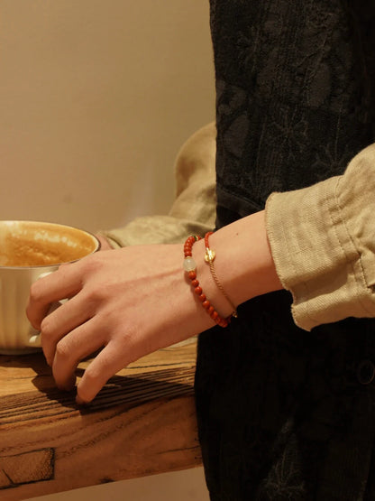 Fireworks Stars South Red Agate Beaded Bracelet - Lumivault