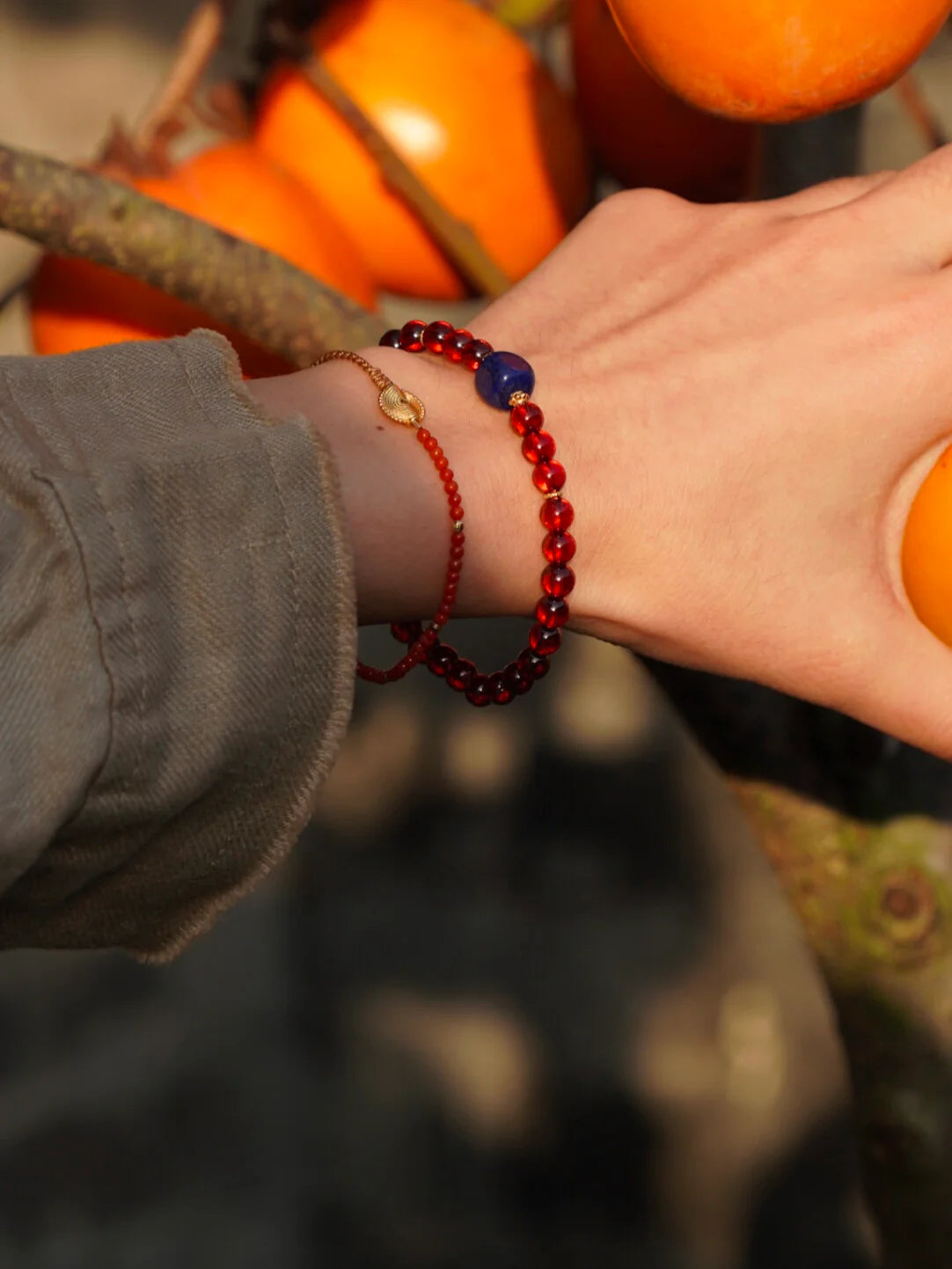 Fireworks Stars South Red Agate Beaded Bracelet,Lumivault.