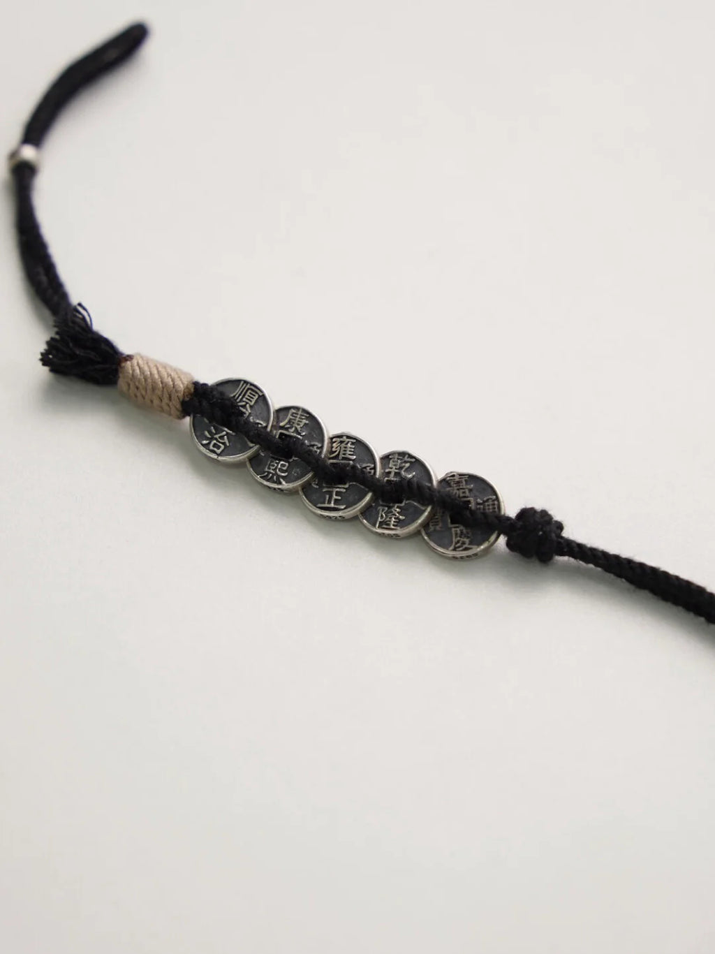 Five Blessings Silver Coins Braided Beaded Bracelet,Lumivault.