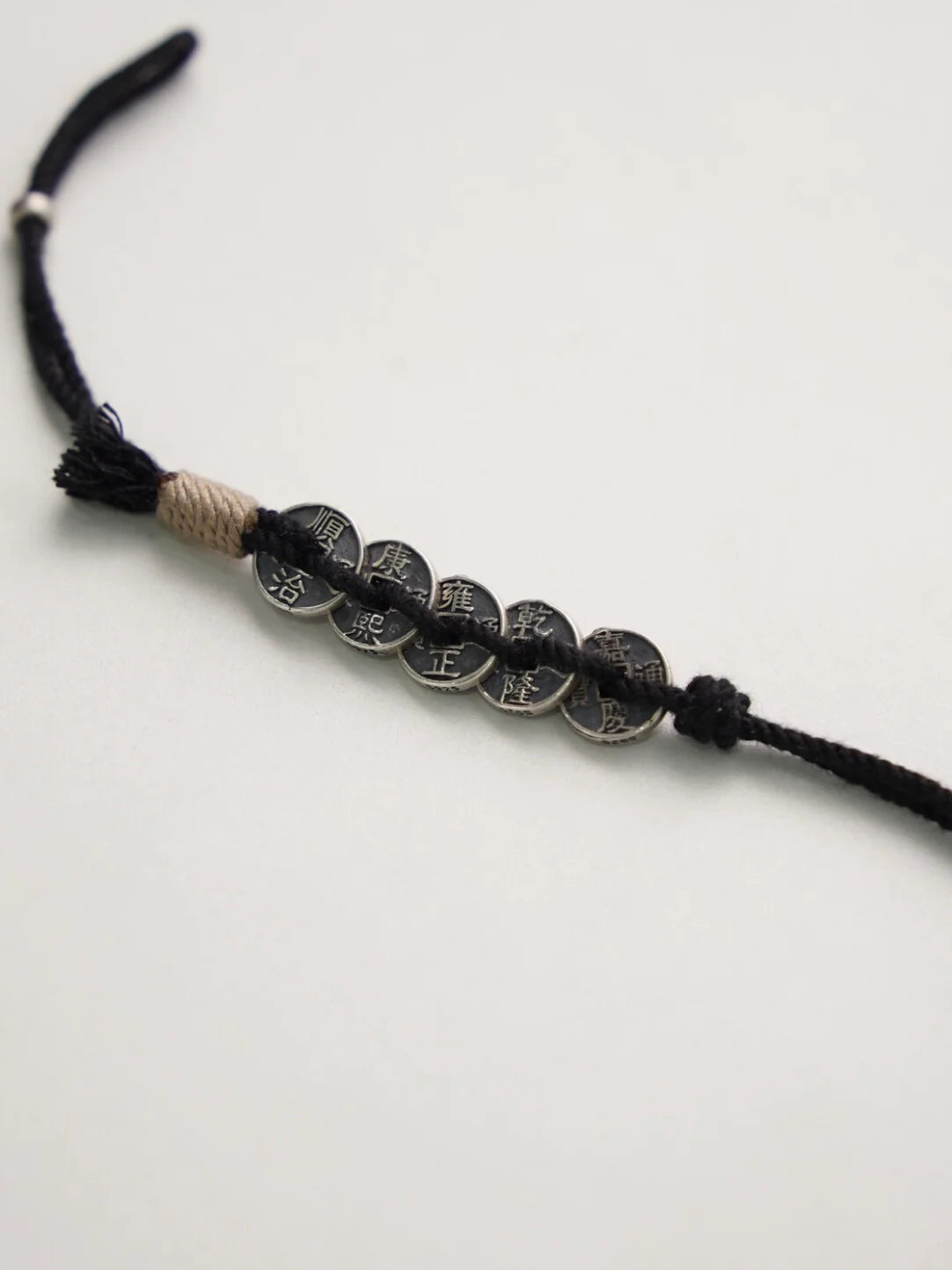 Five Blessings Silver Coins Braided Beaded Bracelet,Lumivault.
