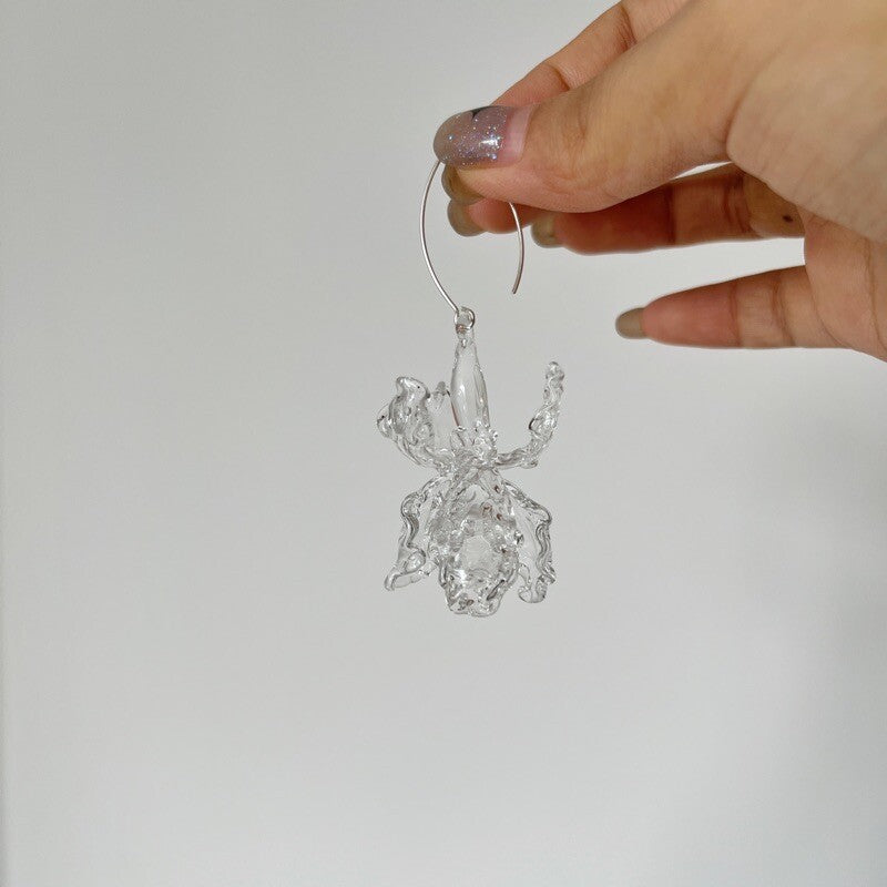Flamework Glass Iris Earrings,Lumivault.