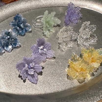 Flamework Glass Iris Stud Earrings