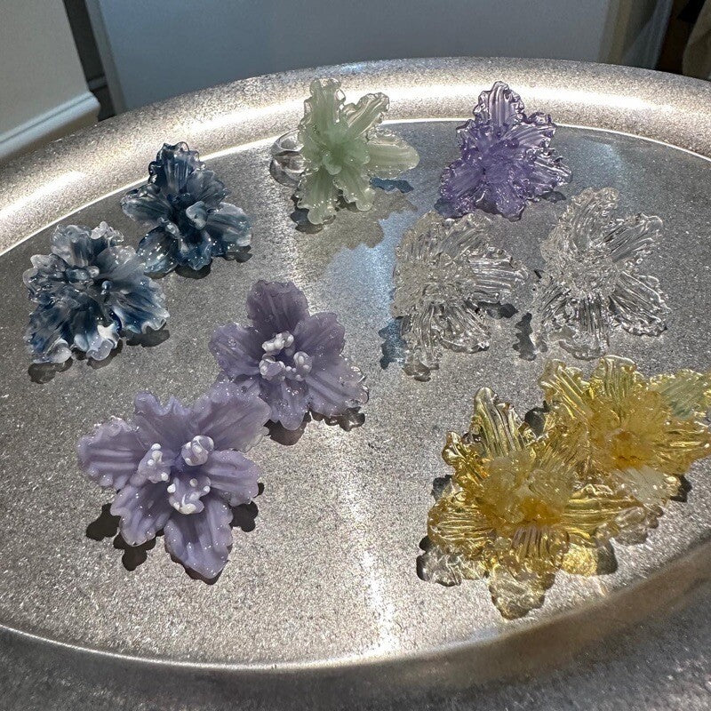 Flamework Glass Iris Stud Earrings