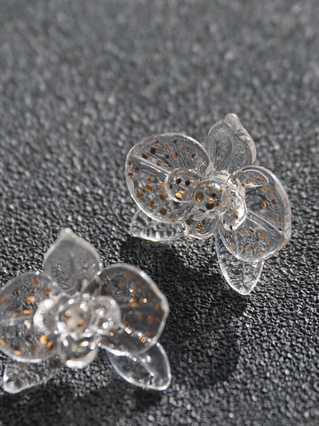 Flamework Glass Orchid Earrings,Lumivault.