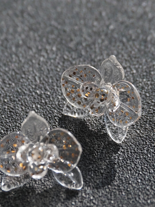 Flamework Glass Orchid Earrings
