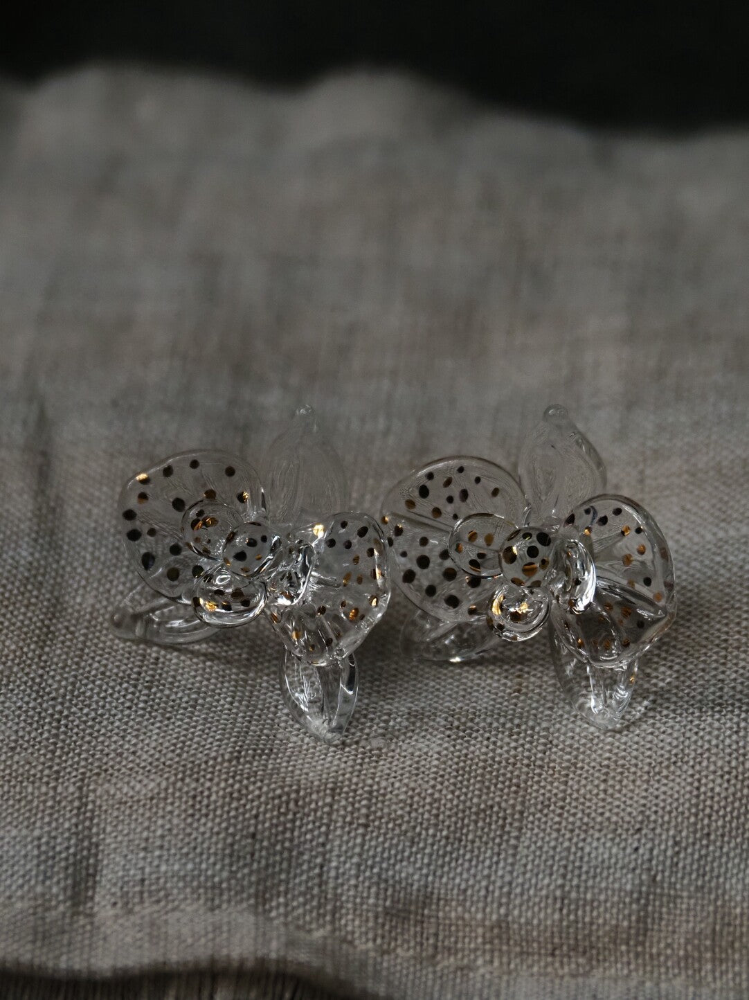 Flamework Glass Orchid Earrings