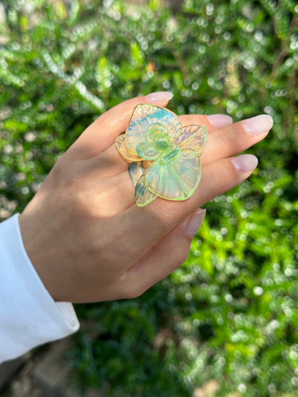 Flamework Glass Phalaenopsis Ring,Lumivault.