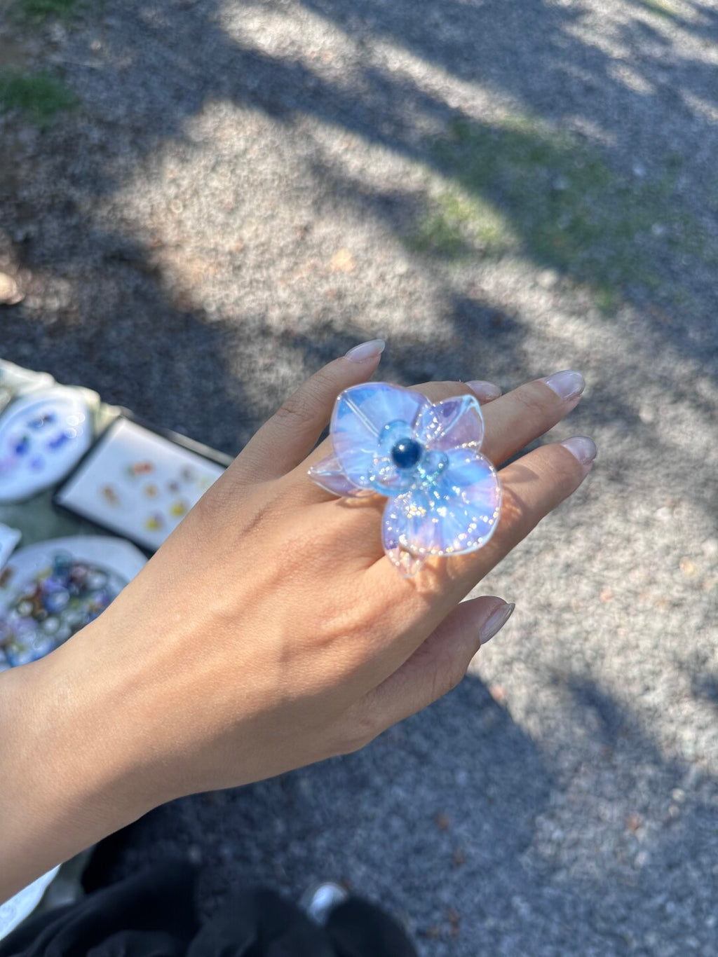 Flamework Glass Phalaenopsis Ring,Lumivault.