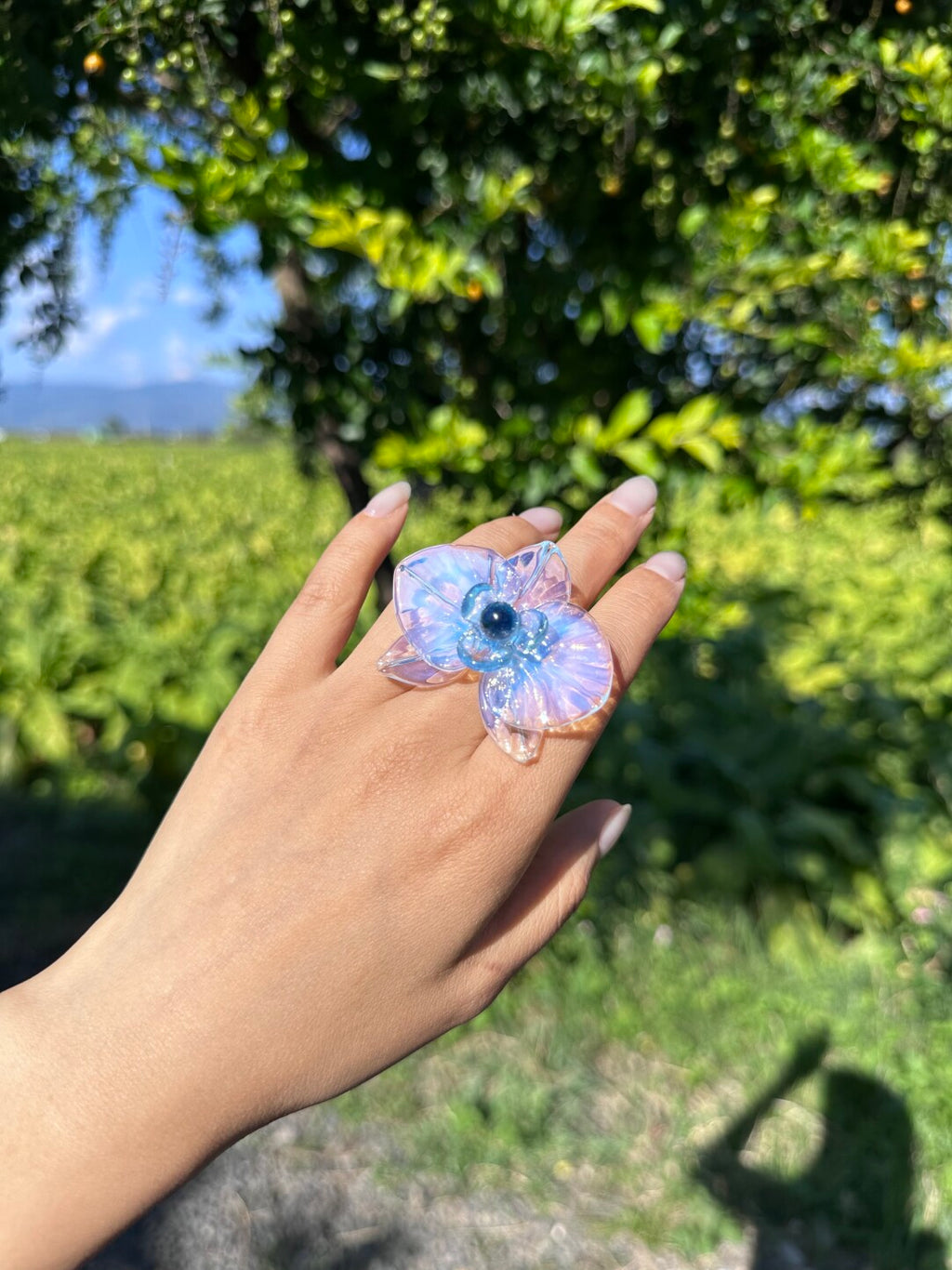 Flamework Glass Phalaenopsis Ring,Lumivault.