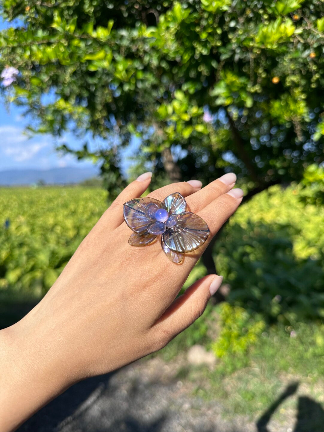 Flamework Glass Phalaenopsis Ring,Lumivault.