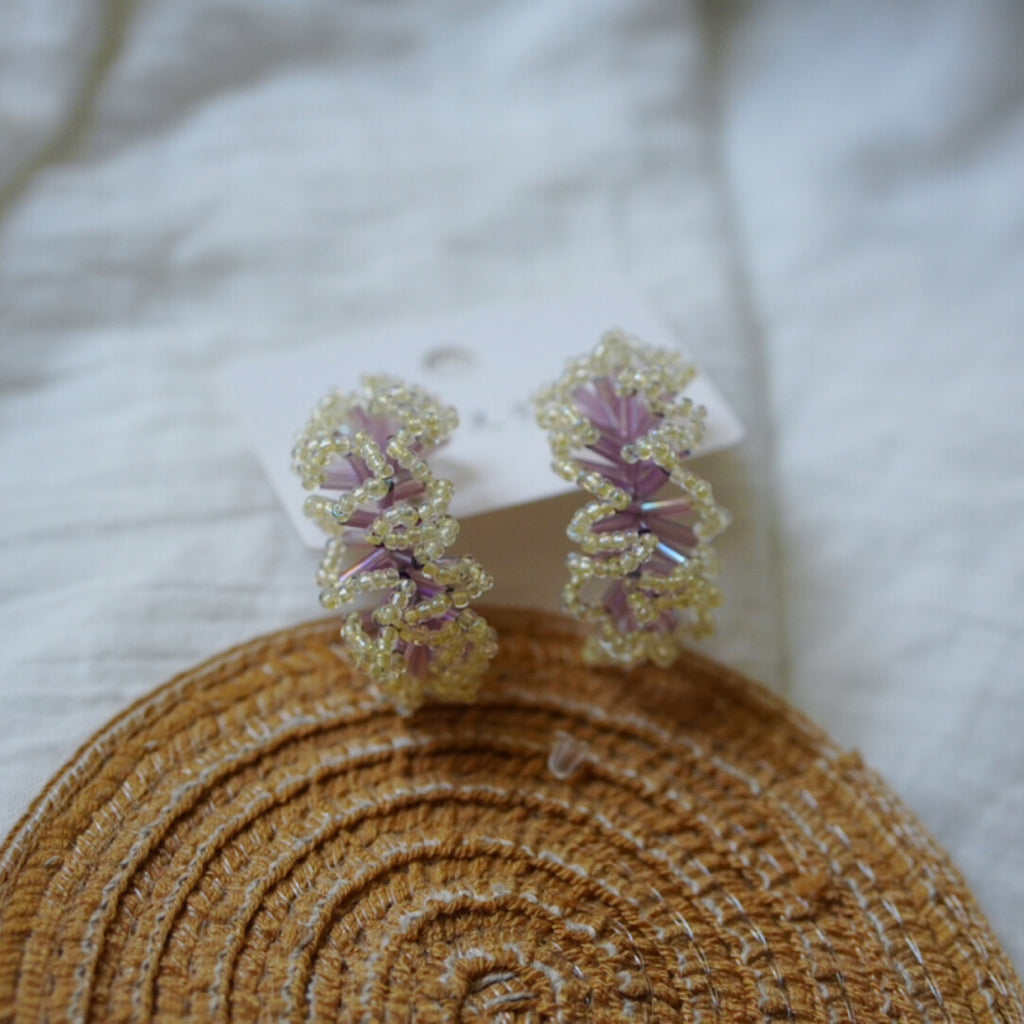 Flower Crochet MIYUKI Beaded Earrings,Lumivault.