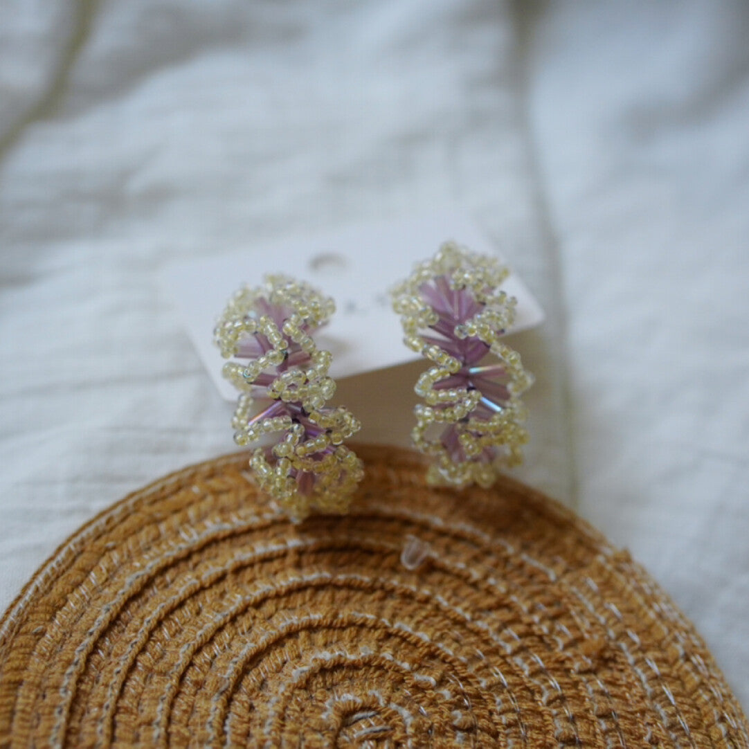 Flower Crochet MIYUKI Beaded Earrings,Lumivault.