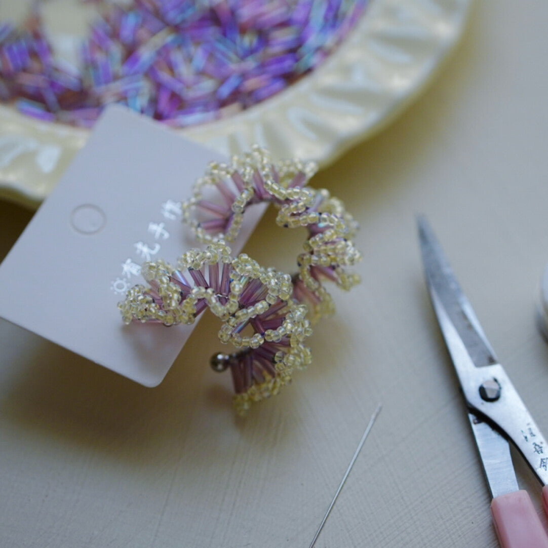 Flower Crochet MIYUKI Beaded Earrings,Lumivault.