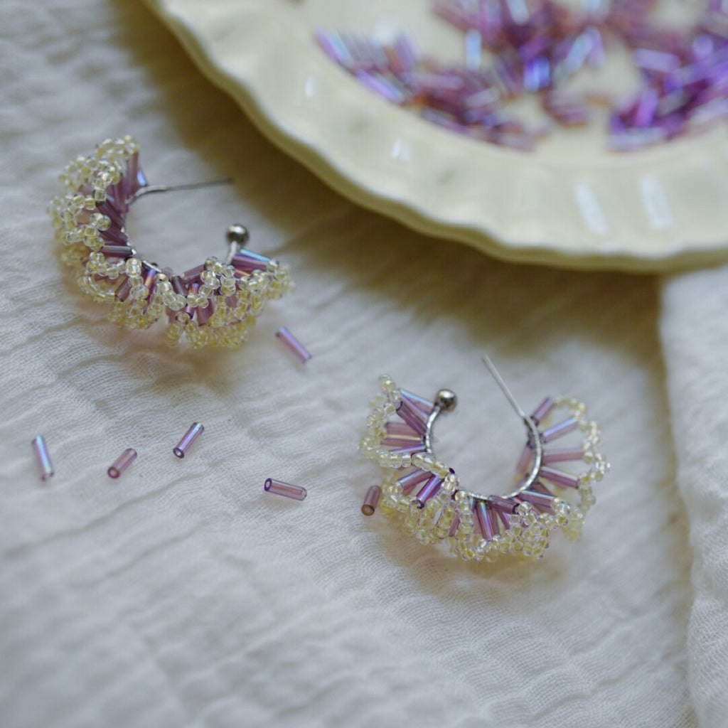 Flower Crochet MIYUKI Beaded Earrings,Lumivault.