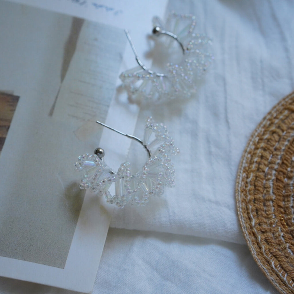 Flower Crochet MIYUKI Beaded Earrings,Lumivault.
