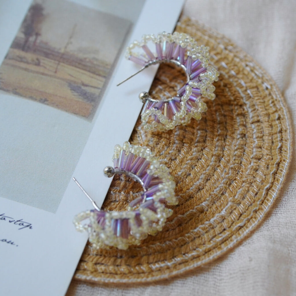 Flower Crochet MIYUKI Beaded Earrings,Lumivault.