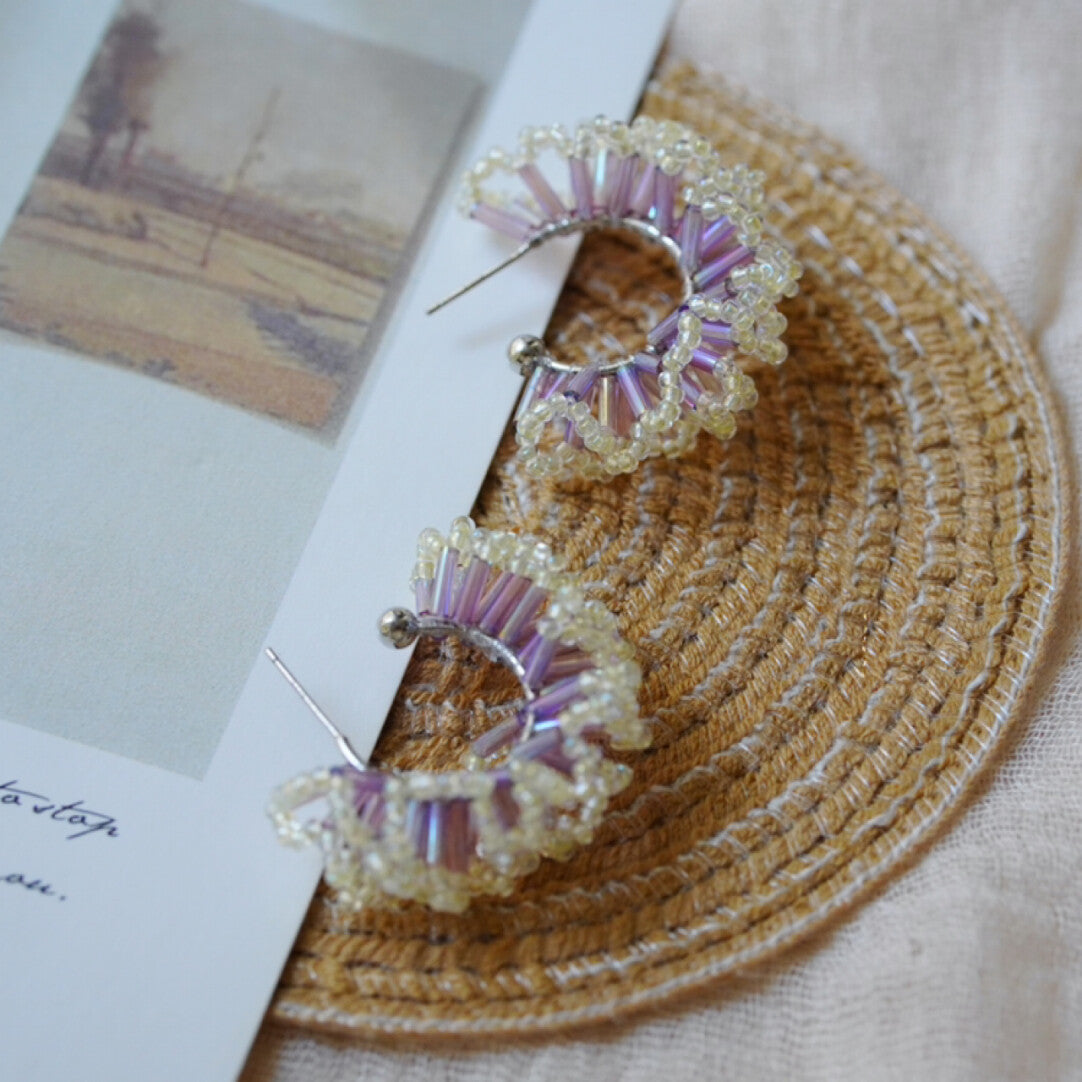 Flower Crochet MIYUKI Beaded Earrings,Lumivault.