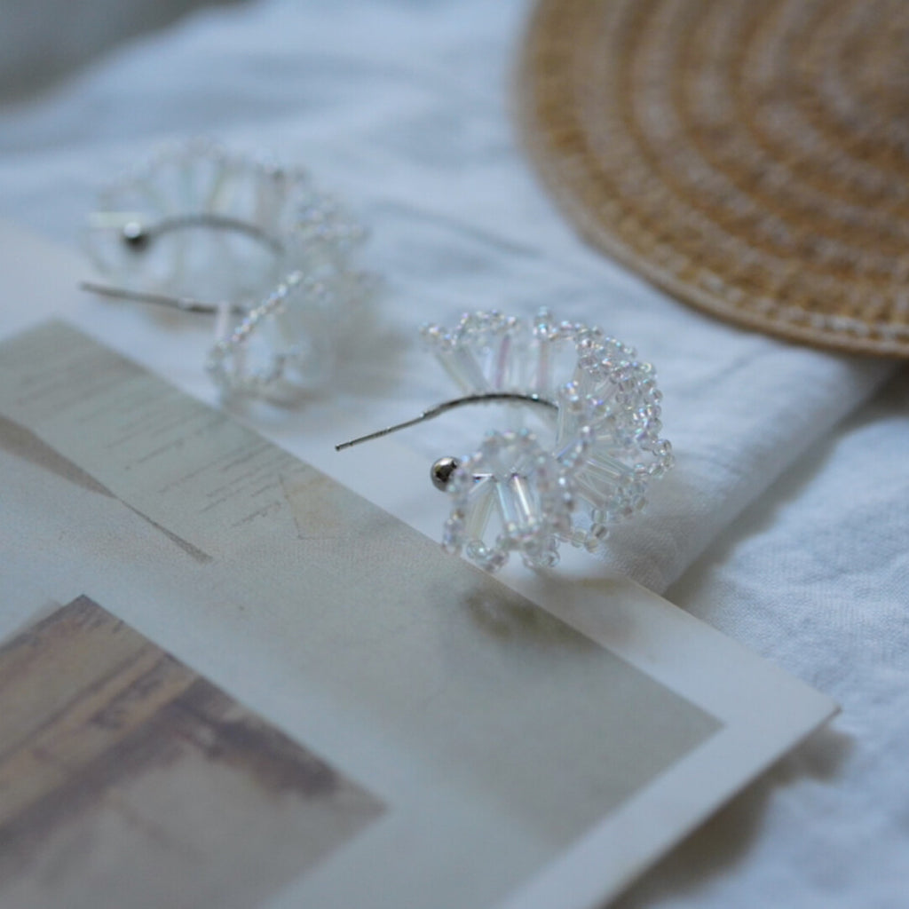 Flower Crochet MIYUKI Beaded Earrings,Lumivault.