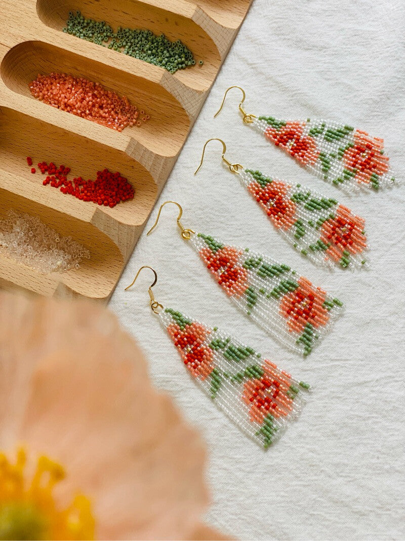 Flower MIYUKI Beaded Earrings,Lumivault.