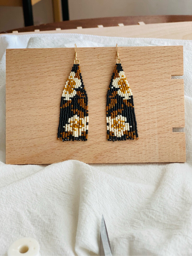 Flower MIYUKI Beaded Earrings,Beige Flowers 2.0 / Hooks,Lumivault.
