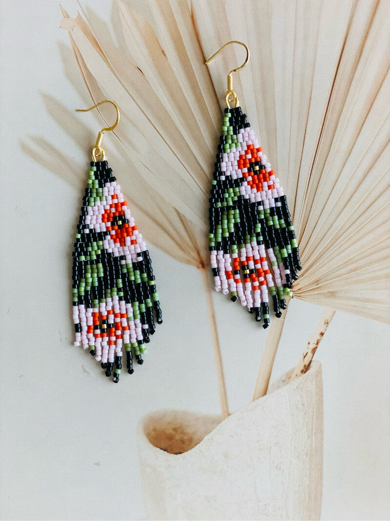 Flower MIYUKI Beaded Earrings,Pink Purple Flowers 2.0 / Hooks,Lumivault.