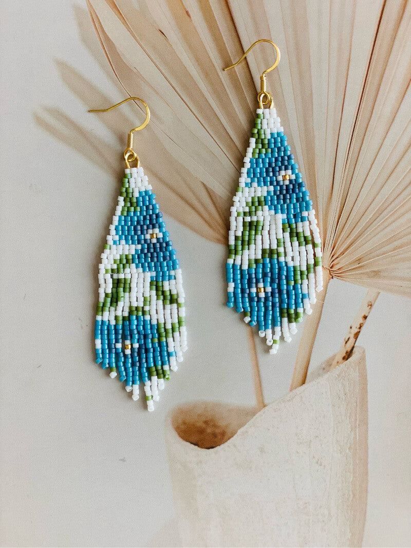 Flower MIYUKI Beaded Earrings,White 2.0 / Hooks,Lumivault.