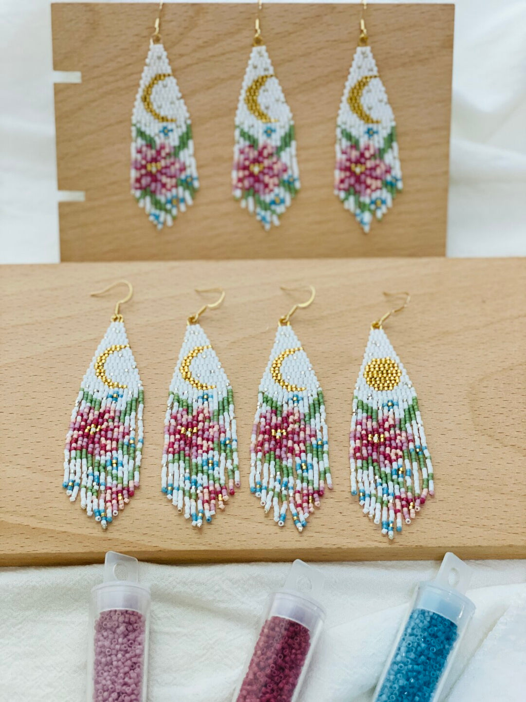 Flower Moonlight MIYUKI Beaded Earrings,Lumivault.