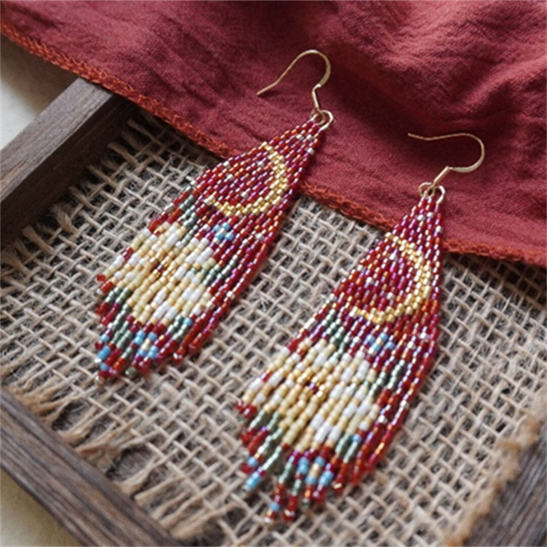 Flower Moonlight MIYUKI Beaded Earrings,Lumivault.