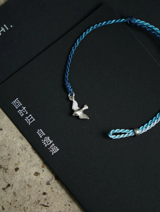Flying Bird Silver Braided Bracelet - Lumivault
