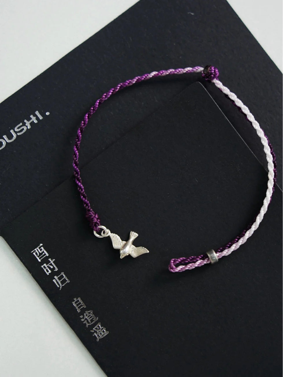 Flying Bird Silver Braided Bracelet,Lumivault.