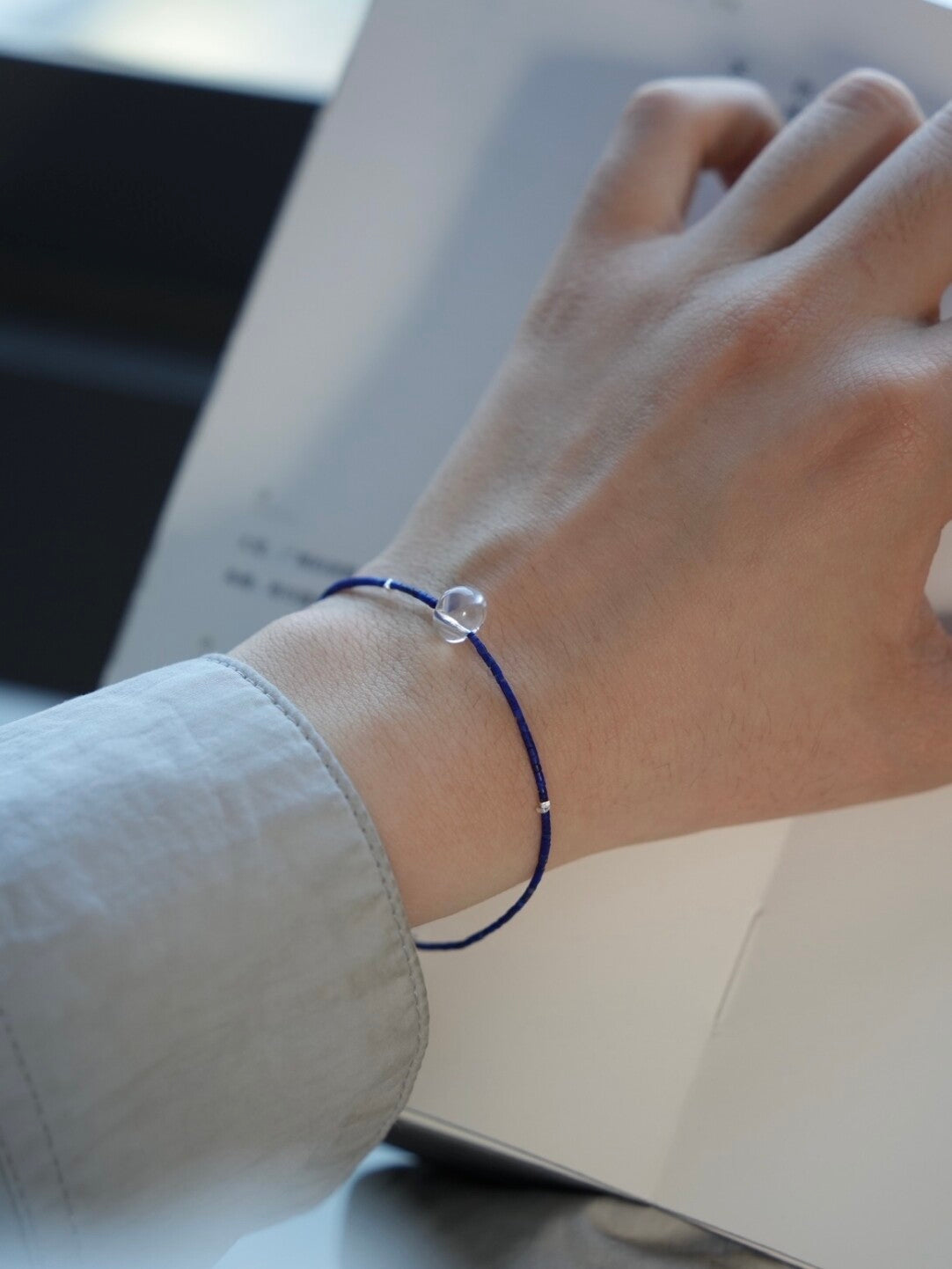Freesia Lapis Lazuli Beaded Bracelet,Lumivault.