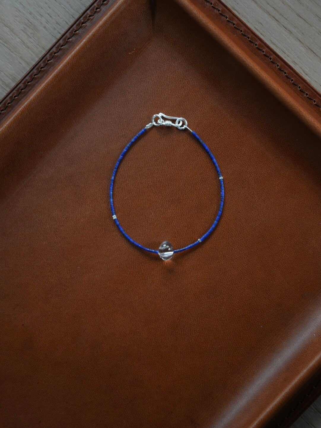 Freesia Lapis Lazuli Beaded Bracelet,White Dew / 14cm,Lumivault.