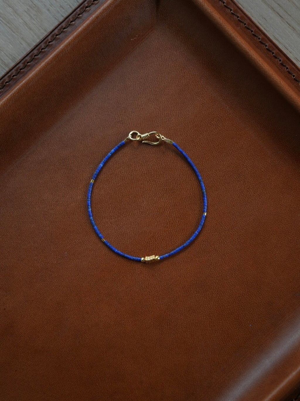 Freesia Lapis Lazuli Beaded Bracelet,Black Gold / 14cm,Lumivault.