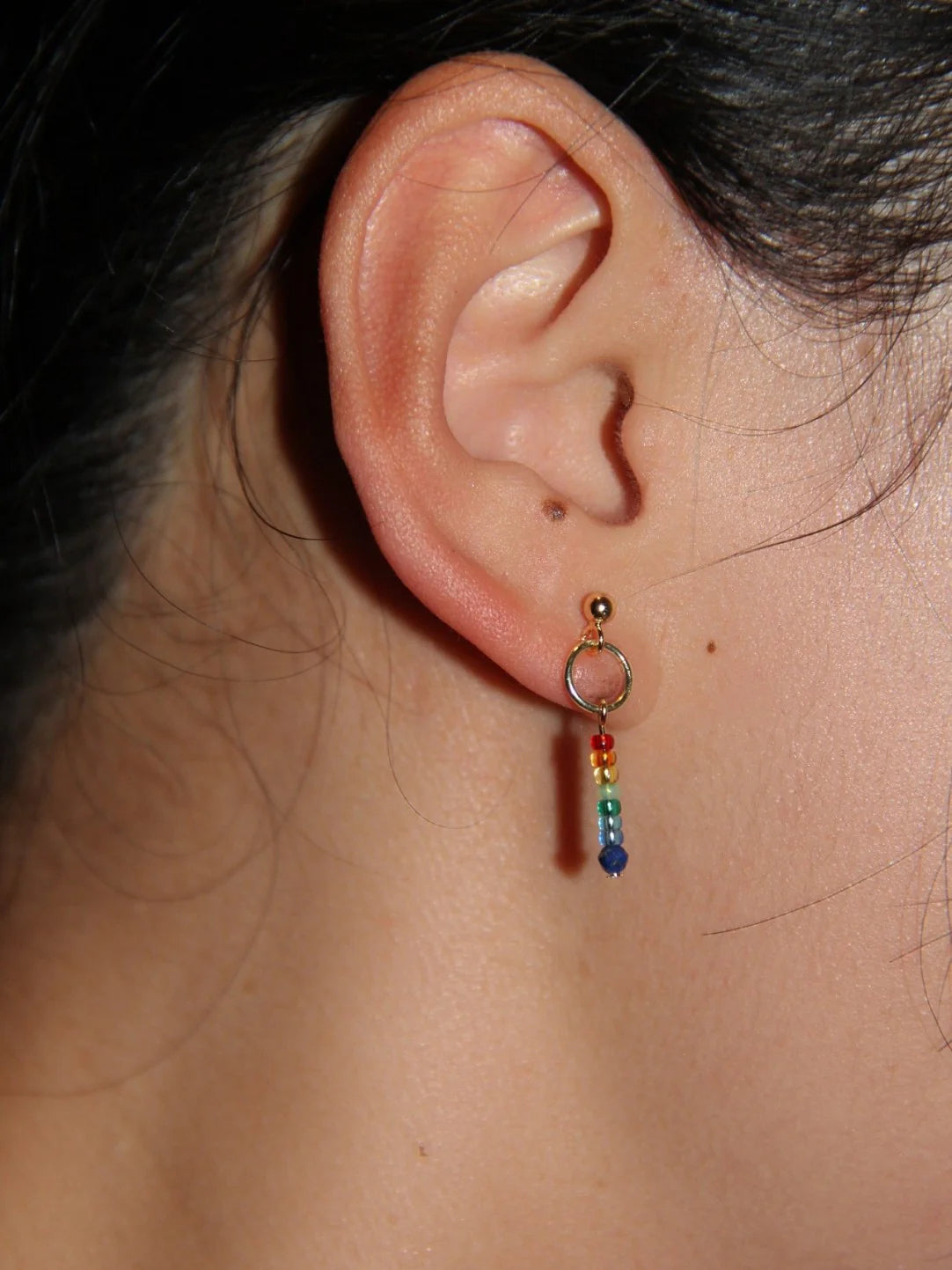 Funny Rainbow Beaded Asymmetry Earrings,Lumivault.