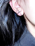 Galaxy Four Pointed Star Earrings,Double Track Earrings Studs (Not removable),Lumivault.