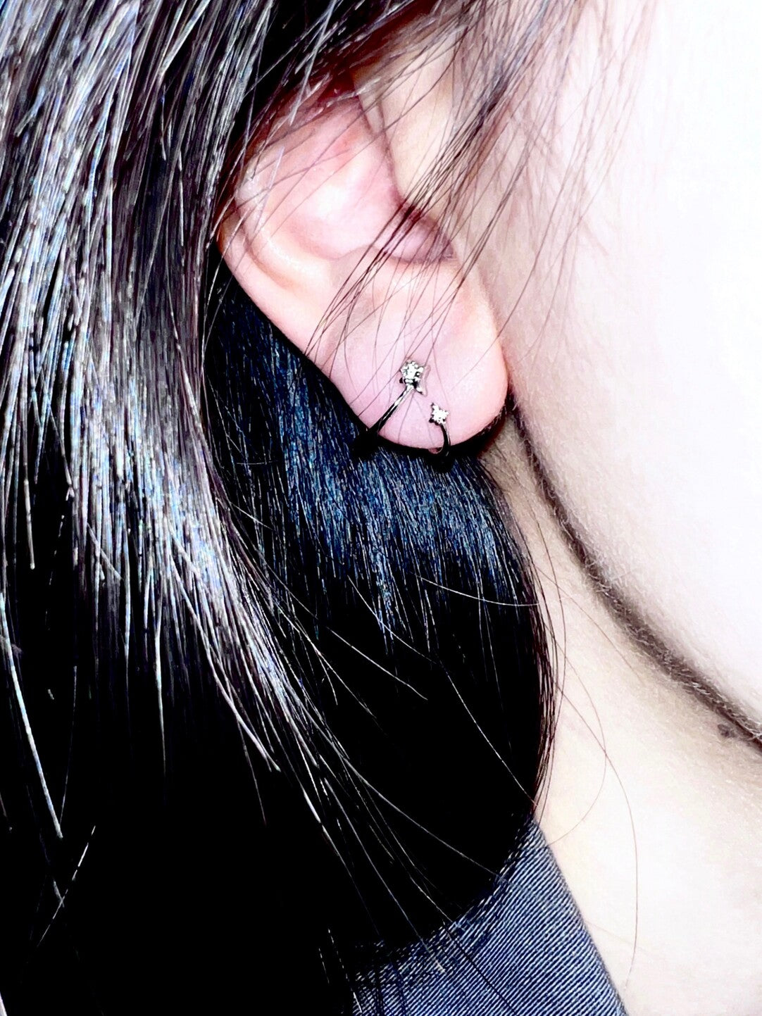 Galaxy Four Pointed Star Earrings,Double Track Earrings Studs (Removable),Lumivault.