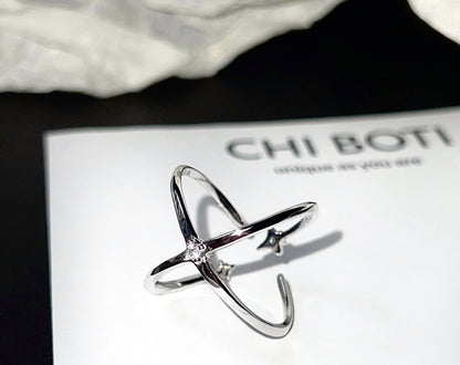 Galaxy Four Pointed Star Ring - Lumivault