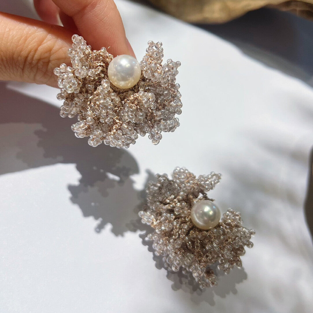 Gentle Beaded Pearl Earrings,Lumivault.