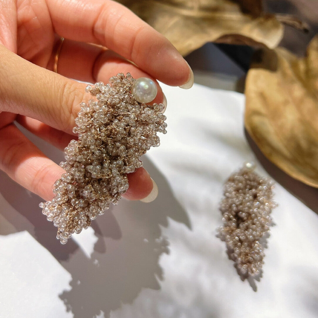 Gentle Beaded Pearl Earrings,Lumivault.