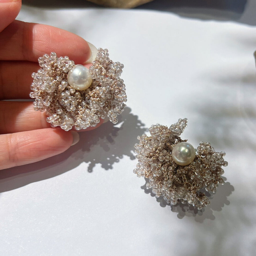 Gentle Beaded Pearl Earrings,Short,Lumivault.