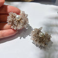 Gentle Beaded Pearl Earrings,Short,Lumivault.