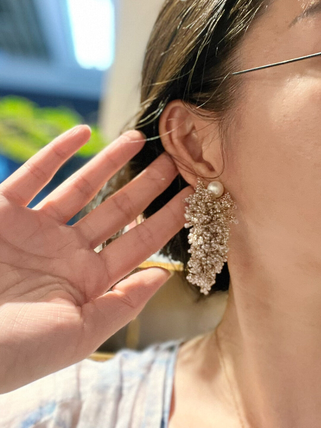 Gentle Beaded Pearl Earrings,Lumivault.