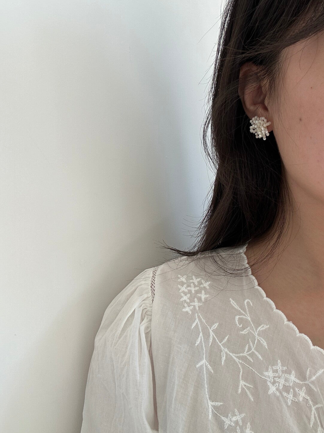 Gentle Small Flower Nacre Earrings,Lumivault.