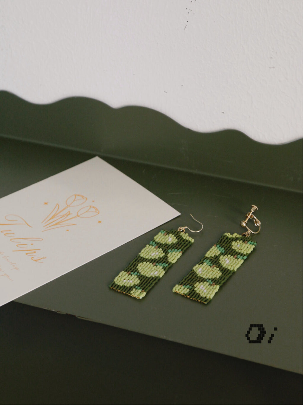 Green Apple MIYUKI Beaded Earrings,Lumivault.