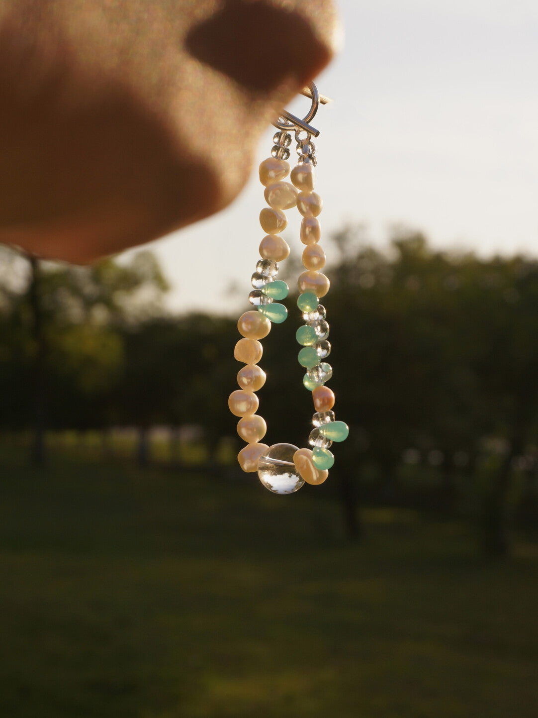Green Grape Sparkling Water Beaded Bracelet,Lumivault.