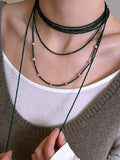 Green Long Stacking Necklace,Lumivault.